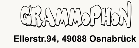 Hier steht in großen Buchstaben Grammophon. Darunter steht die Adresse Ellerstraße 94, 49088 Osnabrueck